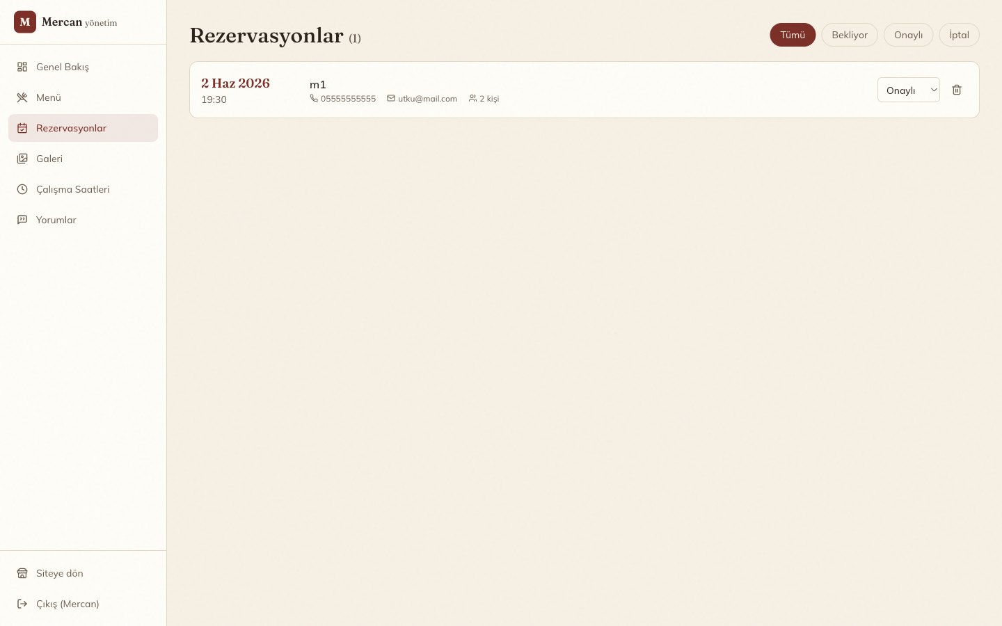 Mercan Kıyısı, Rezervasyon yönetimi