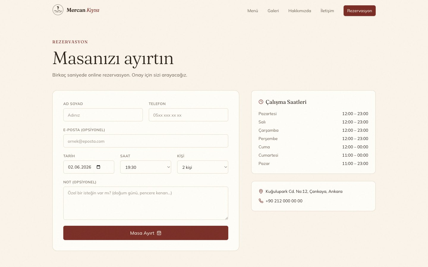 Mercan Kıyısı, Online rezervasyon