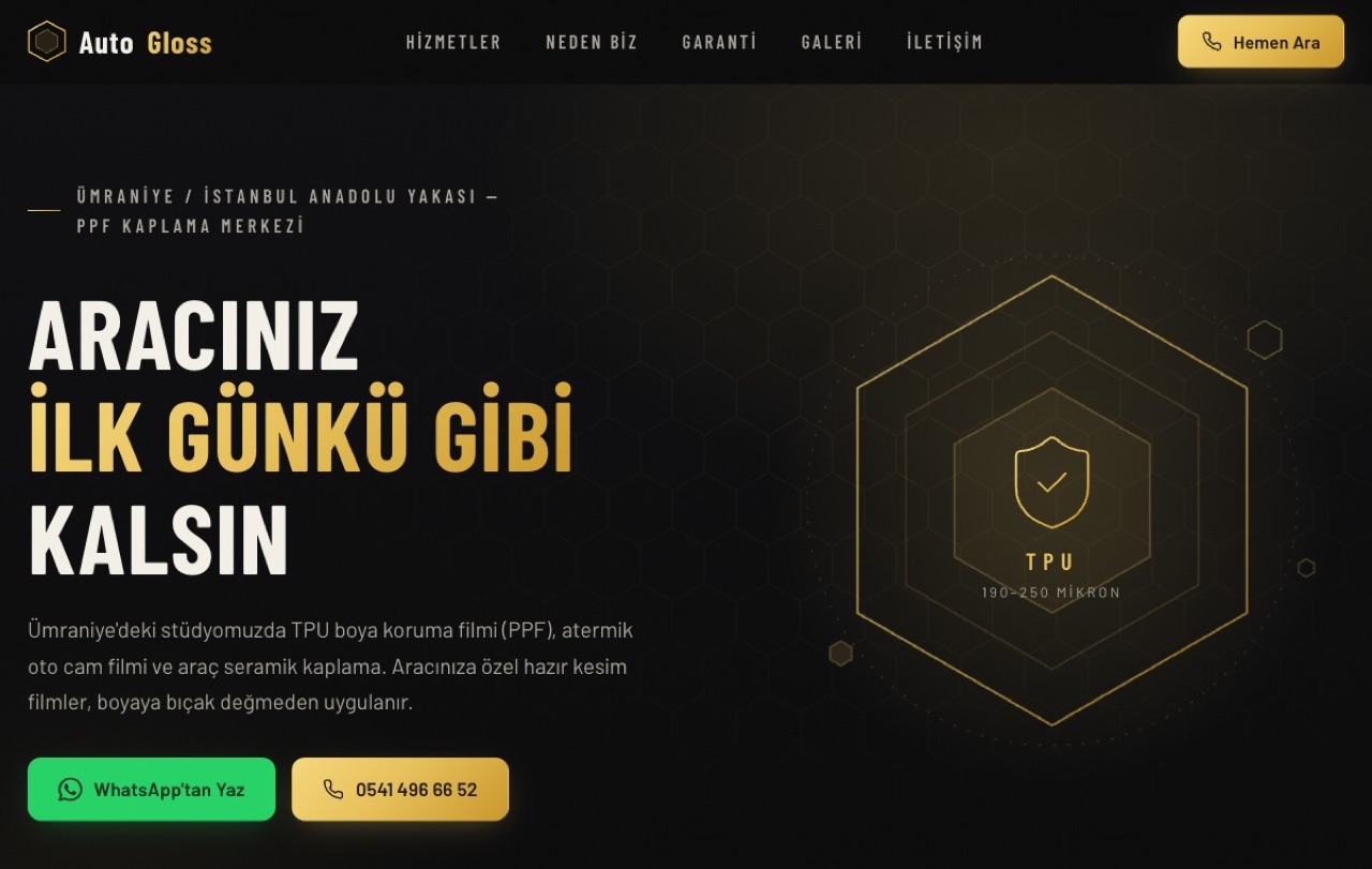 AutoGloss web sitesi